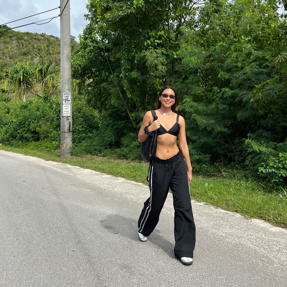 Black Striped Track Pants